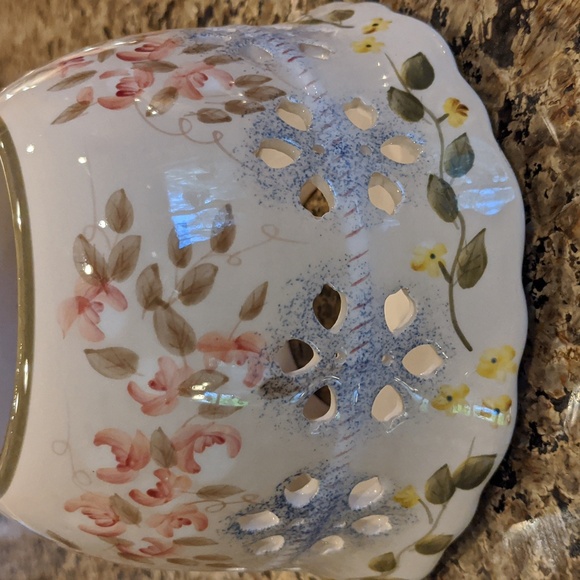 Candle Topper Home Interior 6" Shade Spring Floral Shade Cutouts Ceramic Decor - Picture 5 of 5